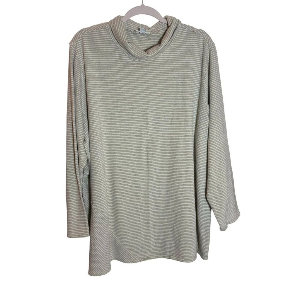 J.Jill “Pure Jill” Soft Touch Striped Cowl Neck Tunic • 3X